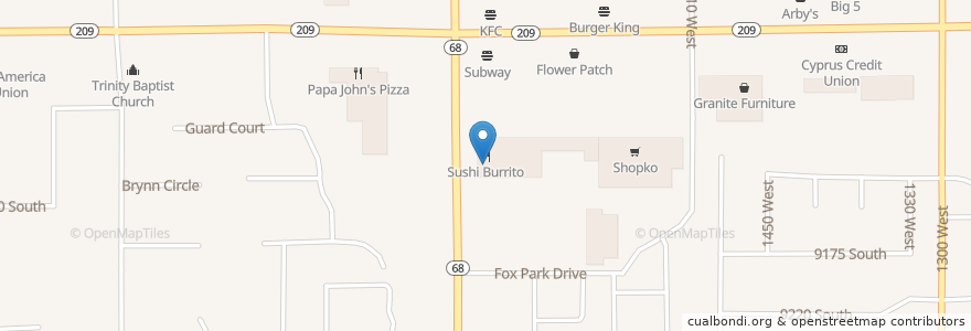 Mapa de ubicacion de Wok King Cafe en Vereinigte Staaten Von Amerika, Utah, Salt Lake County, West Jordan.