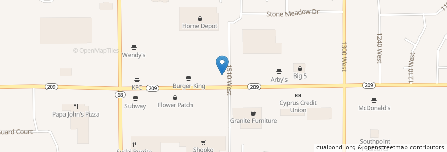 Mapa de ubicacion de Black Sheep Bar & Grill en アメリカ合衆国, ユタ州, Salt Lake County, West Jordan.