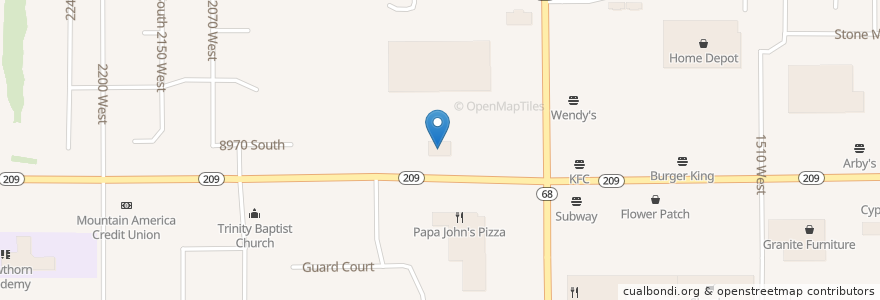Mapa de ubicacion de Wingstop en 美利坚合众国/美利堅合眾國, 犹他州 / 猶他州, Salt Lake County, West Jordan.