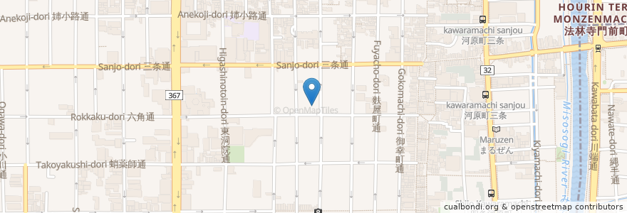 Mapa de ubicacion de 心心丸 en Japão, 京都府, Quioto, 中京区.