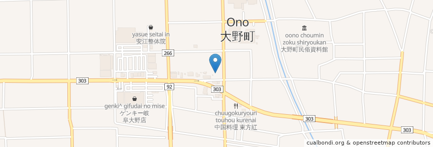 Mapa de ubicacion de 大野町 en اليابان, 岐阜県, 揖斐郡, 大野町.