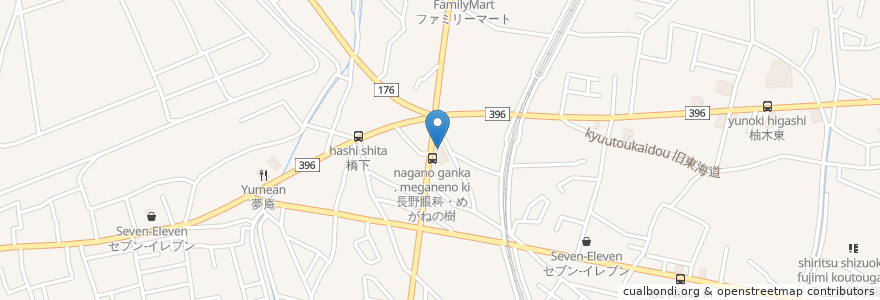 Mapa de ubicacion de 長野眼科 en Japón, Prefectura De Shizuoka, 富士市.