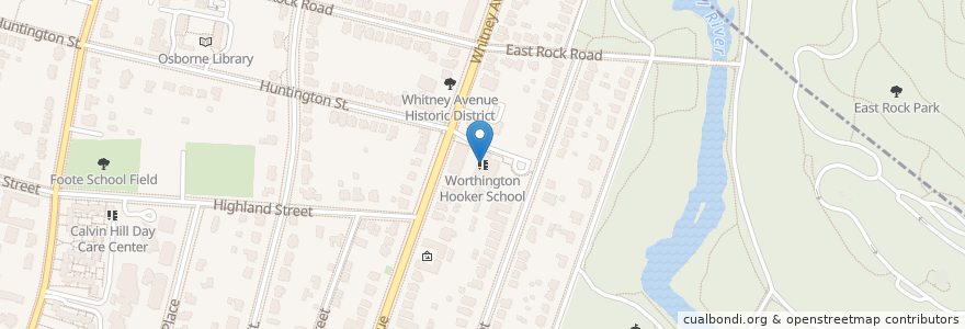 Mapa de ubicacion de Worthington Hooker School en Stati Uniti D'America, Connecticut, New Haven County, New Haven.