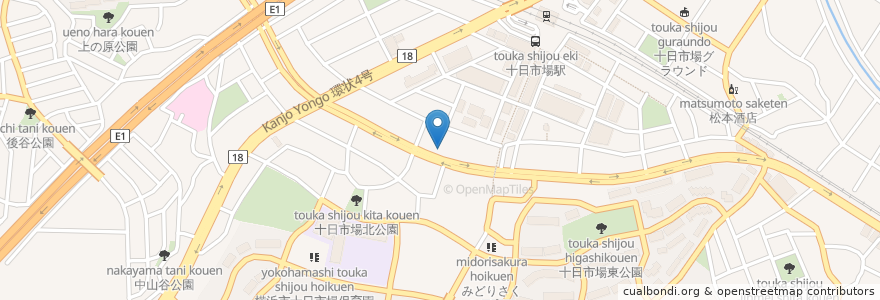 Mapa de ubicacion de とんかつ勝善 en Japon, Préfecture De Kanagawa, 横浜市, 緑区.