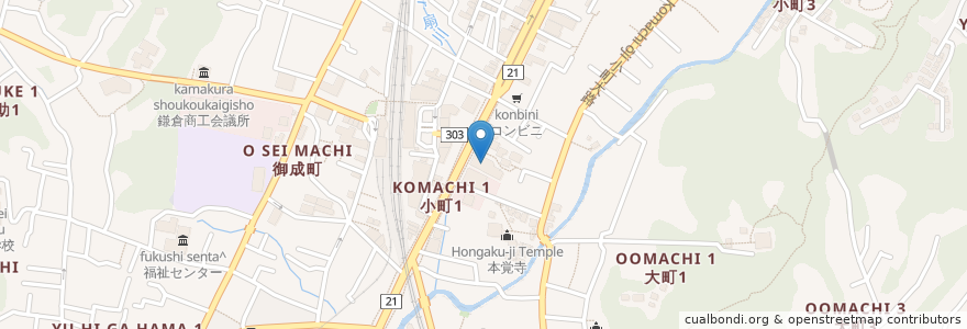 Mapa de ubicacion de 生涯学習センター(きらら鎌倉) en 일본, 가나가와현, 鎌倉市.