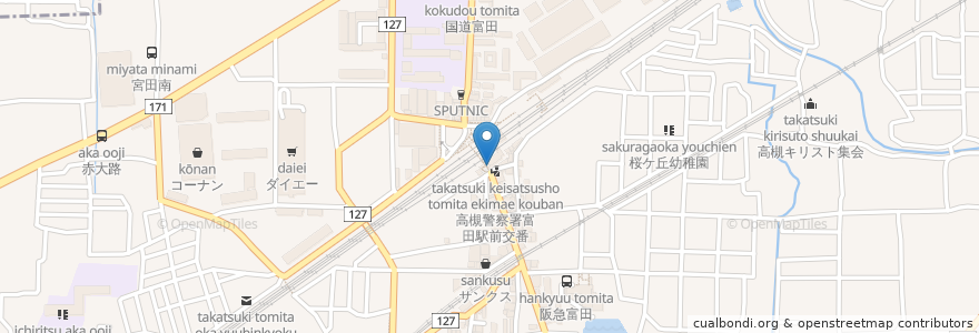 Mapa de ubicacion de あほや en Japonya, 大阪府, 高槻市.