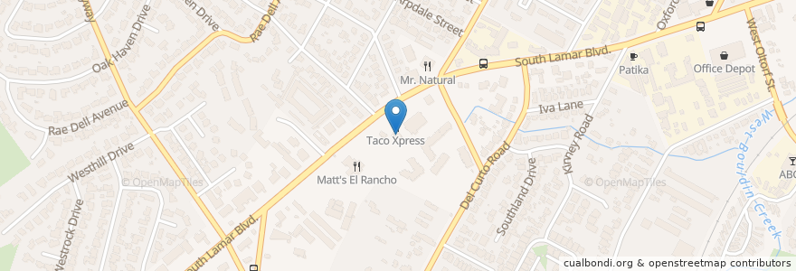 Mapa de ubicacion de Maria's Taco X-press en Estados Unidos De América, Texas, Travis County, Austin.
