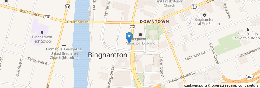 Mapa de ubicacion de Dillinger's Celtic Pub & Eatery en United States, New York, Broome County, Binghamton.