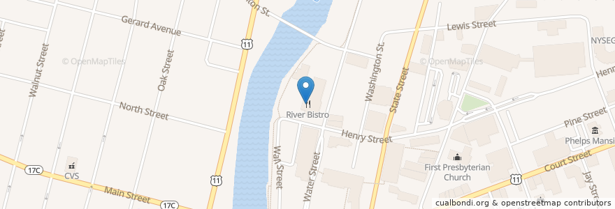 Mapa de ubicacion de River Bistro en United States, New York, Broome County, Binghamton.