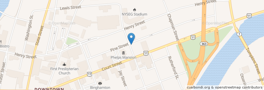 Mapa de ubicacion de Tranquil Bar & Bistro en United States, New York, Broome County, Binghamton.
