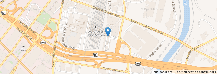 Mapa de ubicacion de Patsaouras Transit Plaza en United States, California, Los Angeles County, Los Angeles.