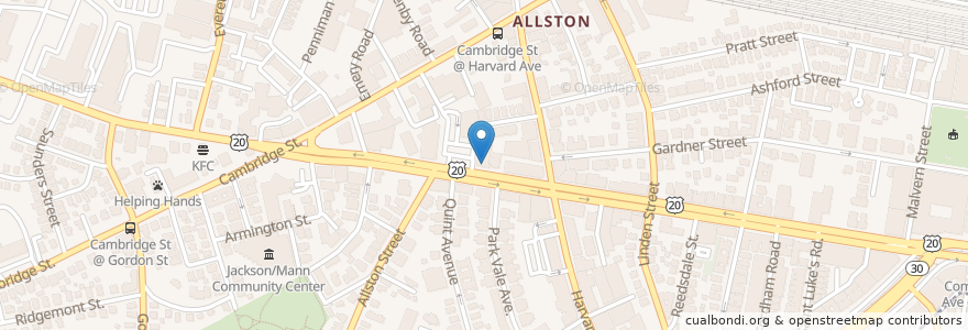 Mapa de ubicacion de Dunkin' Donuts en Amerika Syarikat, Massachusetts, Suffolk County, Boston.