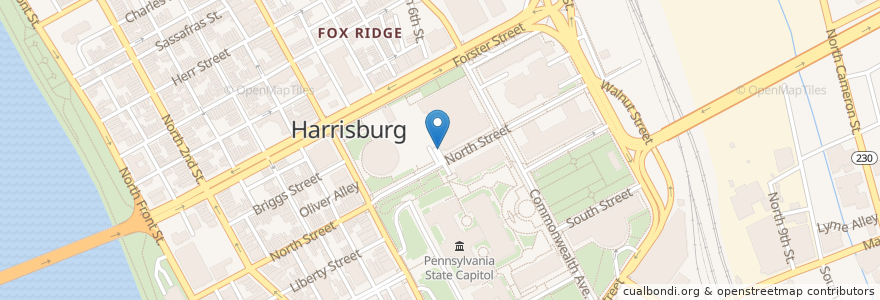 Mapa de ubicacion de Keystone Building Bike Rack en United States, Pennsylvania, Dauphin County, Harrisburg.
