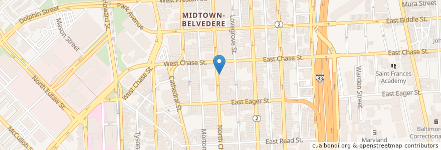 Mapa de ubicacion de Belvedere Bagels and Grill en Estados Unidos Da América, Maryland, Baltimore.
