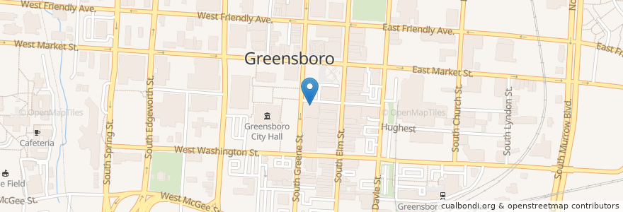 Mapa de ubicacion de Guilford County Family Justice Center en Vereinigte Staaten Von Amerika, Nord-Carolina, Guilford County, Greensboro.