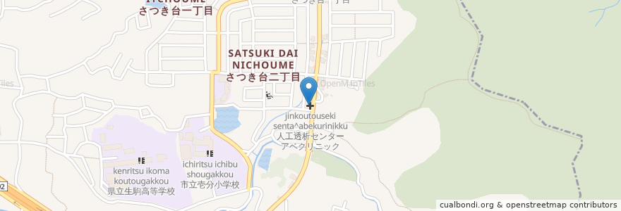 Mapa de ubicacion de 人工透析センターアベクリニック en Japão, 奈良県, 生駒市.