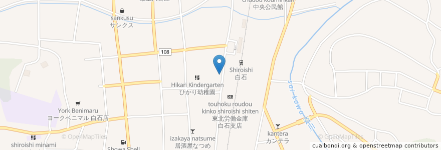 Mapa de ubicacion de 呵呵大笑 en Japón, Prefectura De Miyagi, 白石市.