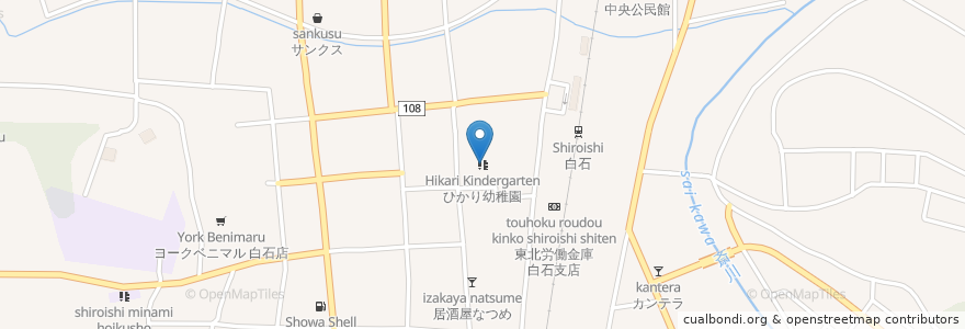 Mapa de ubicacion de ひかり幼稚園 en Япония, Мияги, 白石市.