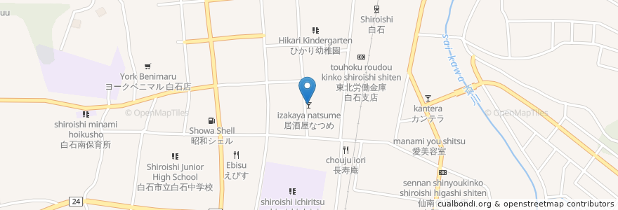 Mapa de ubicacion de 居酒屋なつめ en Japon, Préfecture De Miyagi, 白石市.
