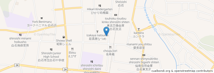 Mapa de ubicacion de お多福 en Japón, Prefectura De Miyagi, 白石市.
