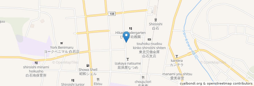 Mapa de ubicacion de 東天閣 en 日本, 宮城県, 白石市.