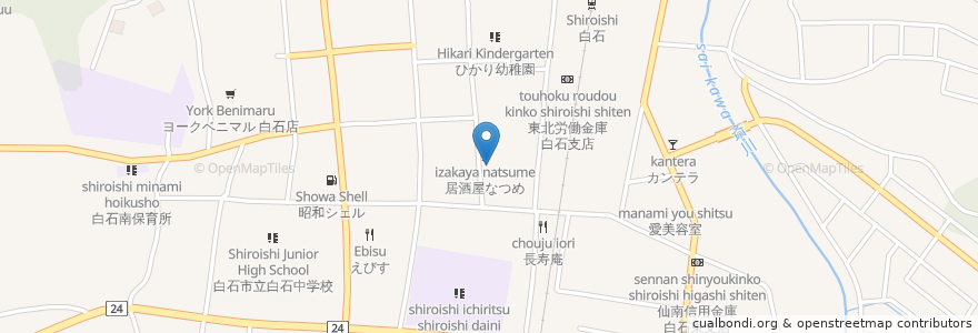 Mapa de ubicacion de しのぶ en 日本, 宮城県, 白石市.