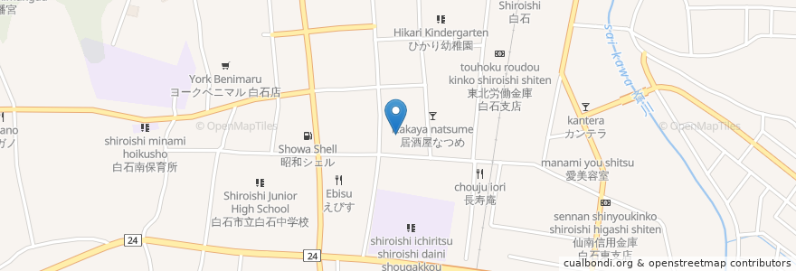 Mapa de ubicacion de 当信寺 en Japonya, 宮城県, 白石市.