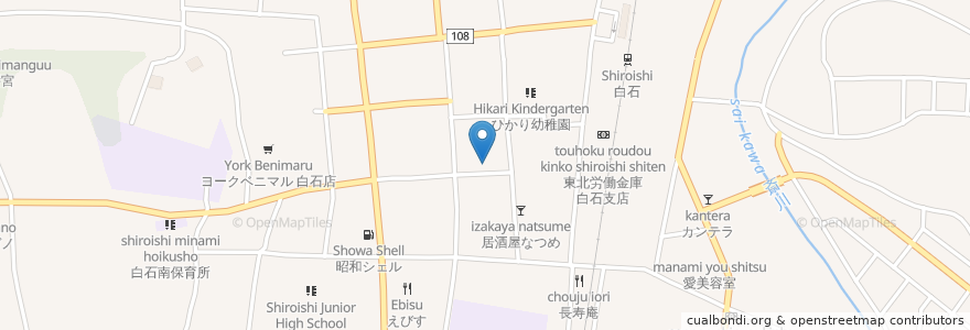 Mapa de ubicacion de 中華亭 en Japonya, 宮城県, 白石市.