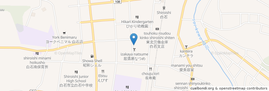 Mapa de ubicacion de くるま en 일본, 미야기현, 白石市.