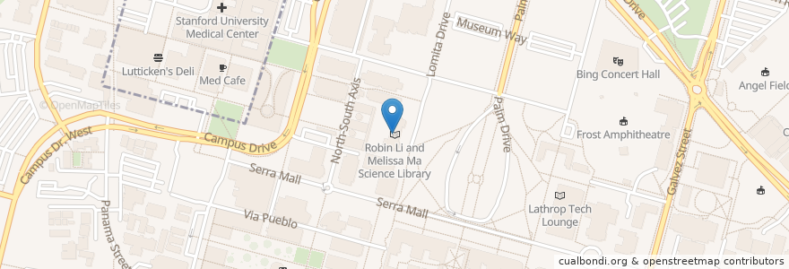 Mapa de ubicacion de Robin Li and Melissa Ma Science Library en Amerika Syarikat, California, Santa Clara County.