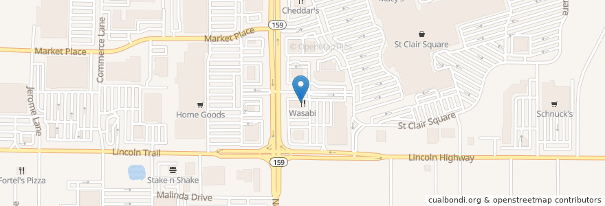 Mapa de ubicacion de Wasabi en Amerika Syarikat, Illinois, Fairview Heights.