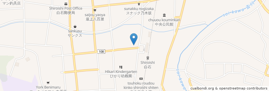 Mapa de ubicacion de 二幸薬局 en 日本, 宮城県, 白石市.