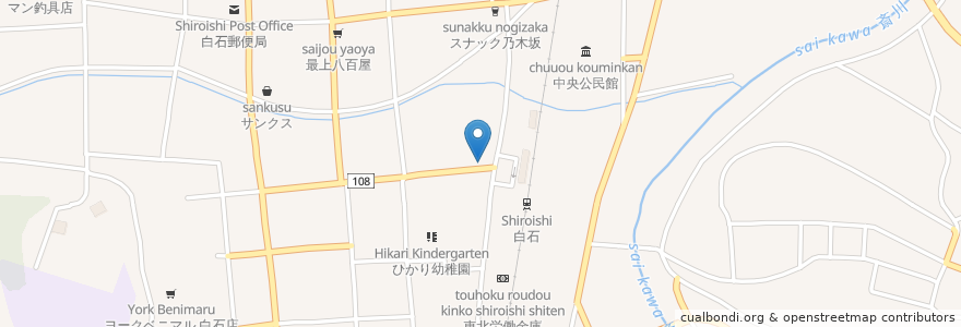 Mapa de ubicacion de ザモッズ en 日本, 宮城県, 白石市.