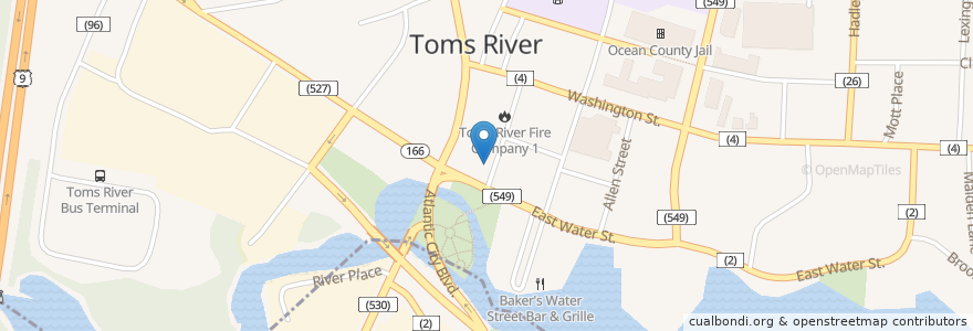 Mapa de ubicacion de Uncle Doods Donuts LLC en 미국, 뉴저지, Ocean County, Toms River.