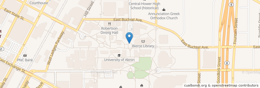 Mapa de ubicacion de Dorothy Garret Martin Fountain en Estados Unidos Da América, Ohio, Summit County, Akron.