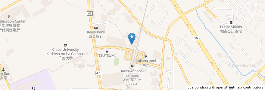Mapa de ubicacion de アーバンデザインセンター柏の葉 en Japón, Prefectura De Chiba, 柏市.
