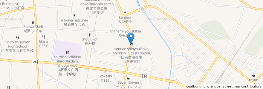 Mapa de ubicacion de 仙南信用金庫 白石東支店 en Япония, Мияги, 白石市.