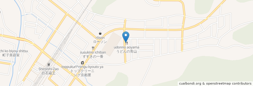 Mapa de ubicacion de うどんの青山 en Japonya, 宮城県, 白石市.