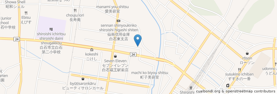 Mapa de ubicacion de 明塔結社 en 日本, 宮城県, 白石市.