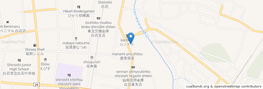 Mapa de ubicacion de 梅津内科医院 en ژاپن, 宮城県, 白石市.