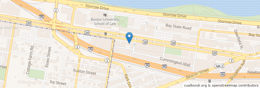 Mapa de ubicacion de Insomnia Cookies en États-Unis D'Amérique, Massachusetts, Suffolk County, Boston.