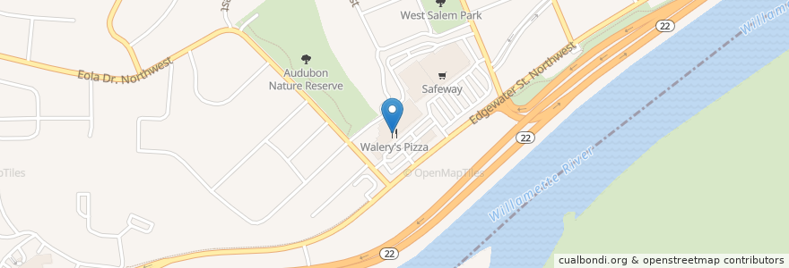 Mapa de ubicacion de Walery's Pizza en Estados Unidos De América, Oregón, Polk County, Salem.