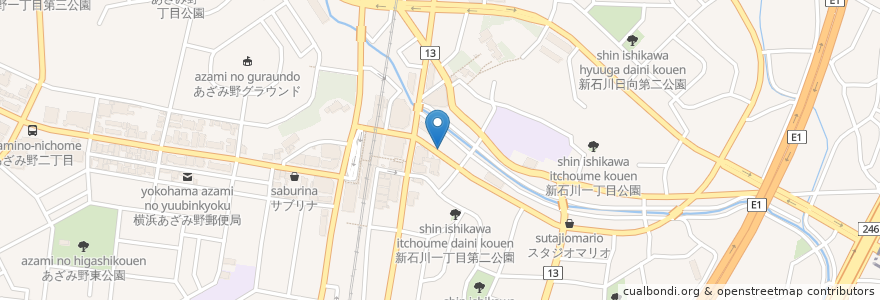 Mapa de ubicacion de 珈琲店　柊 en Japan, 神奈川県, Yokohama, 青葉区.