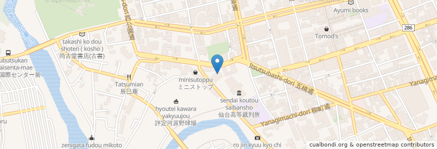 Mapa de ubicacion de 仙台家庭裁判所 en Japonya, 宮城県, 仙台市, 青葉区.