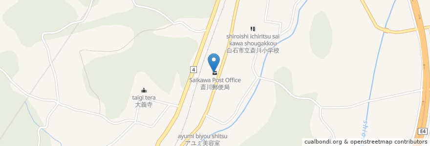 Mapa de ubicacion de 斎川郵便局 en 日本, 宮城県, 白石市.