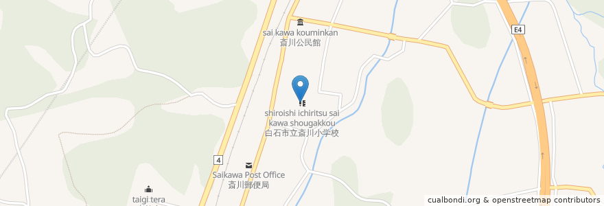 Mapa de ubicacion de 白石市立斎川小学校 en اليابان, 宮城県, 白石市.