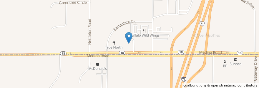 Mapa de ubicacion de Denny's en 미국, 오하이오 주, Medina County.