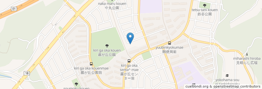 Mapa de ubicacion de きりが丘眼科 en Japon, Préfecture De Kanagawa, 横浜市, 緑区.