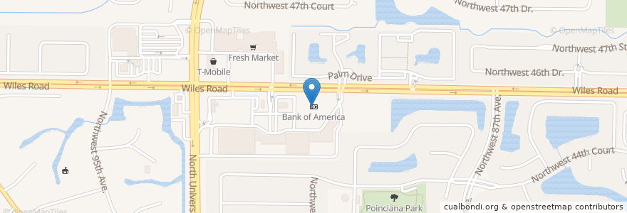 Mapa de ubicacion de Bank of America en アメリカ合衆国, フロリダ州, Broward County, Coral Springs.