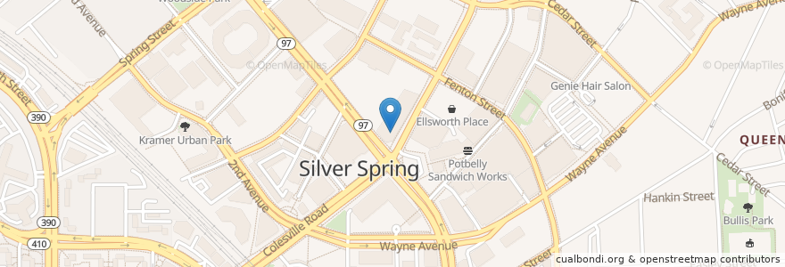 Mapa de ubicacion de Columbo Bank en Estados Unidos De América, Maryland, Montgomery County, Silver Spring.